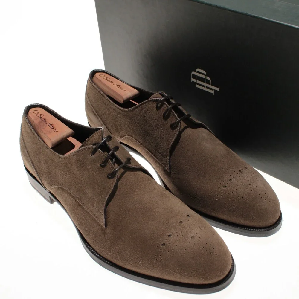 Pastori NWB Lace Up Derby Dress Shoes Size 9 US In Brown Suede Made in Italy